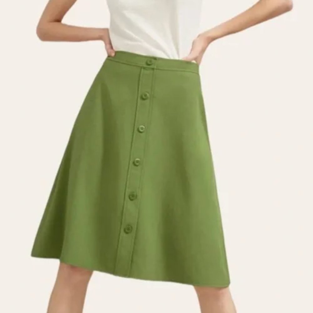 Everlane Japanese GoWeave Swing Skirt -Fig Green Size 6